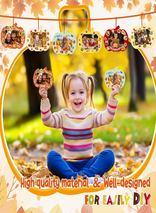WhatSign Thanksgiving DIY Picture Frames Craft Kit for Kids Pumpkin Photo Frames Crafts 30 Packs Thanksgiving Paper Photo Ornaments with Stickers for Thanksgiving Party Favor Home School Activities - Image 4